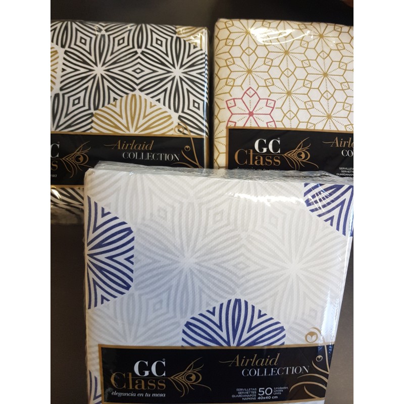 Serviette 1C Gc CLASS 40x40 Mandala Gris / Bleu