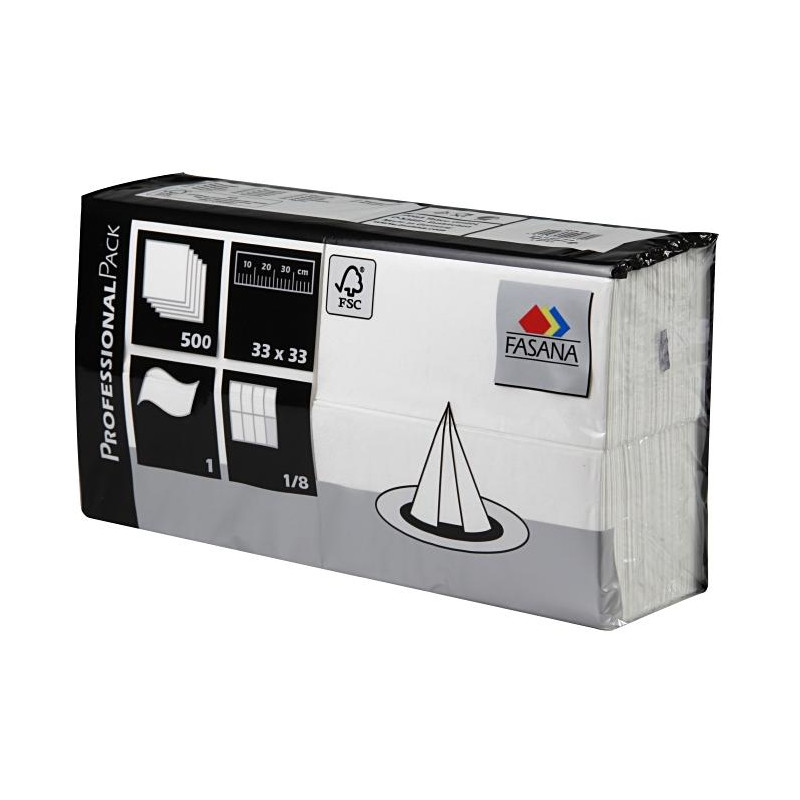 *Serviettes de Table Fasana Blanc 32x32 1couc. - Pliées 1/8 (5000 Pieces)/
