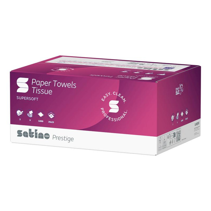 Essuie-mains en papier Satino Prestige cellulose extra-blanc V 2 couches*